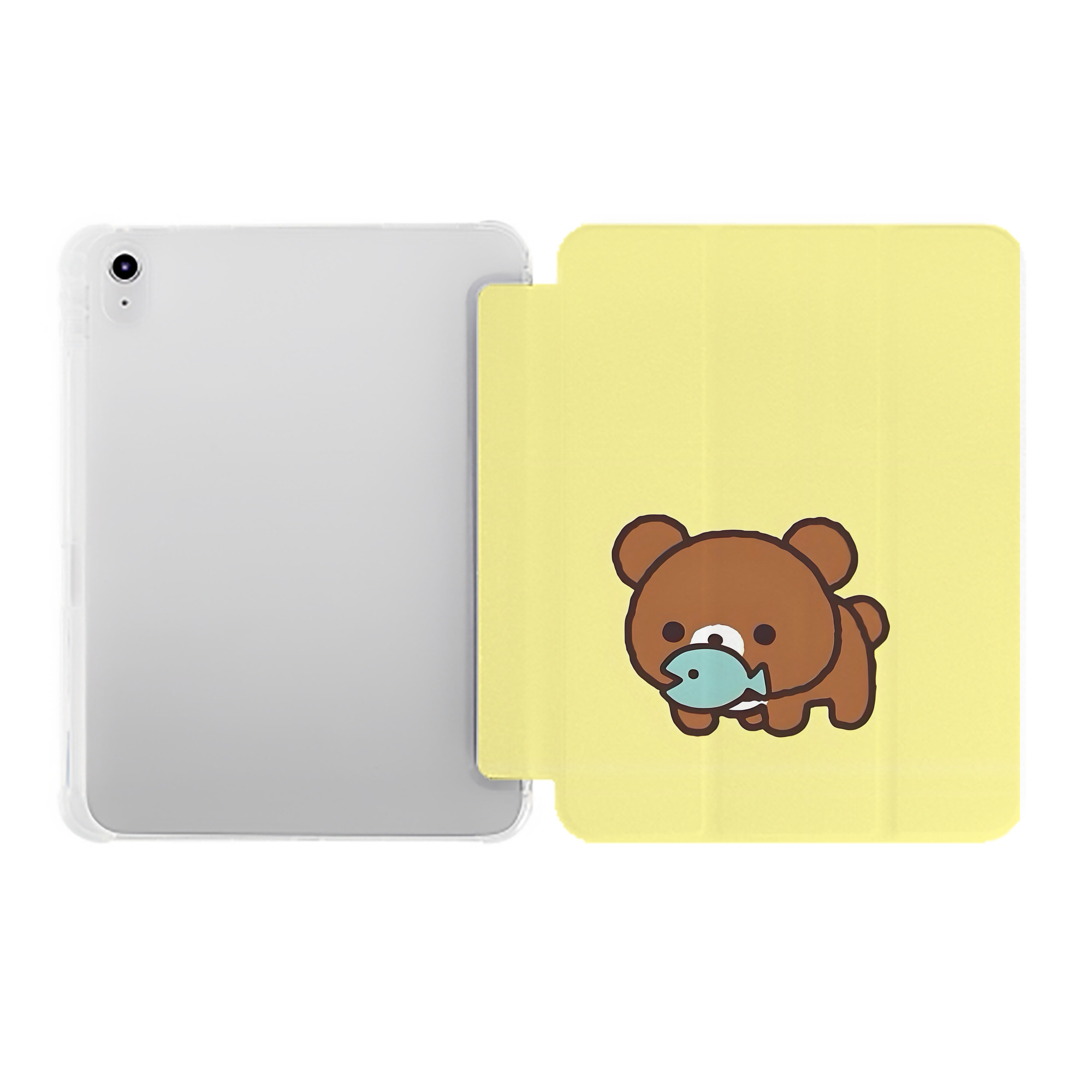 （画像用） リラックマ リラックマ キイロイトリ Rilakkuma Korilakkuma Kiiroitori IPad ケース ペン収納付き 三つ折りスタンド PUレザー×シリコン 対応機種9.5/10.5/10.9インチ